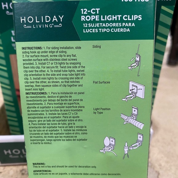 Holiday Living 12 Count Xmas Rope Light Clips Screw In Universal Swivel Clips - Picture 3 of 6